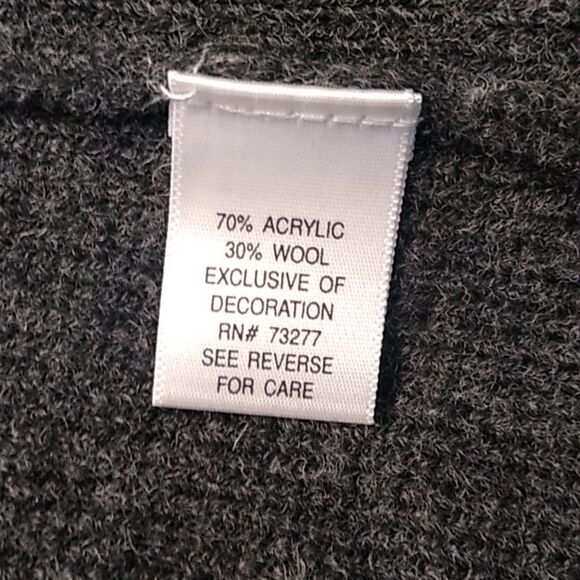 Croft & Barrow Women's XL Wool Blend Velvet Trim Silver tone Metal Buttons - Picture 7 of 9